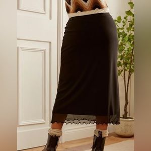 Black Mesh Midi Skirt